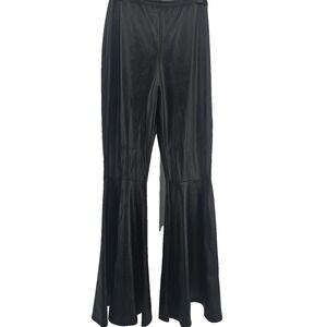 VAMP Women's Small Pull-On Black Flare Leg Faux Leather Pants